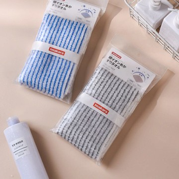 條紋風銀離子抗菌去角質加厚搓澡巾-3入-多色可選 灰白
