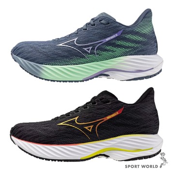 Mizuno 美津濃 慢跑鞋 女鞋 WAVE RIDER 28 灰藍/黑【運動世界】J1GD240371/J1GD240377