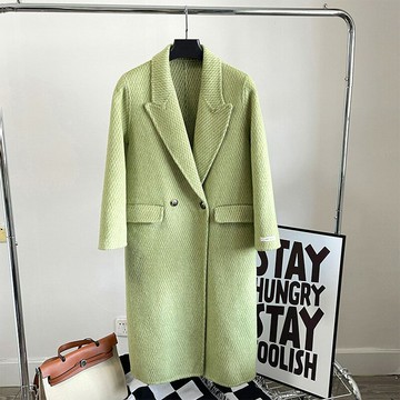 【巴黎精品】現貨+預購 毛呢大衣羊毛外套-保暖鳳梨格紋時尚長款女外套4色v1al3