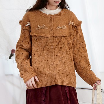 花邊圓領毛衣外套425721