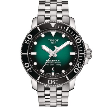 TISSOT 官方授權 Seastar 海星300米潛水機械錶(T1204071109101)綠