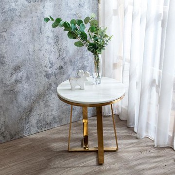 Boden-托倫1.7尺石面圓型小茶几/邊几/邊桌