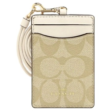 COACH 蔻馳 防刮皮革掛繩證件夾/識別證 1363274  10 x 6.5 x 1cm  淺卡其色