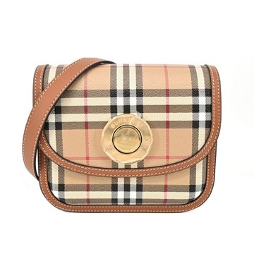 [平輸版]BURBERRY Elizabeth 經典格紋小號翻蓋斜背包(典藏米色/石楠棕色)真品平輸