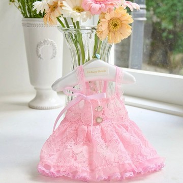 藍色尾巴-Blooming閃耀浪漫蕾絲洋裝 Pink 粉-韓國it’s 寵物衣服 寵物服飾 狗狗衣服 狗狗洋裝 寵物禮服