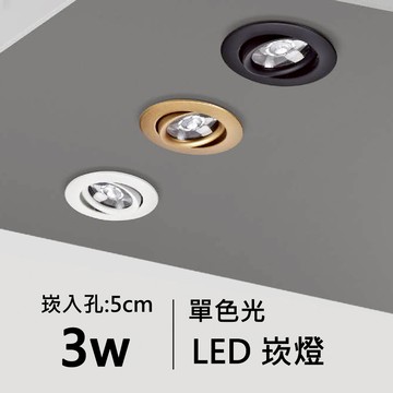 【崁入孔5公分】3W 崁燈  F84-08-4951W/B/GD
