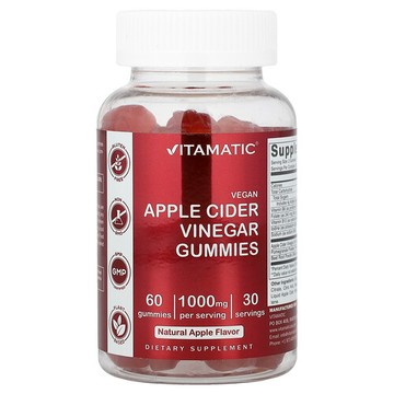Vitamatic, 全素蘋果醋軟糖，天然蘋果味，60 粒軟糖