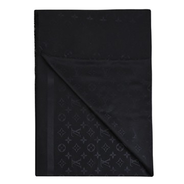 Louis Vuitton LV M96987 Monogram Classic 柔軟羊毛混紡圍巾/披肩.黑