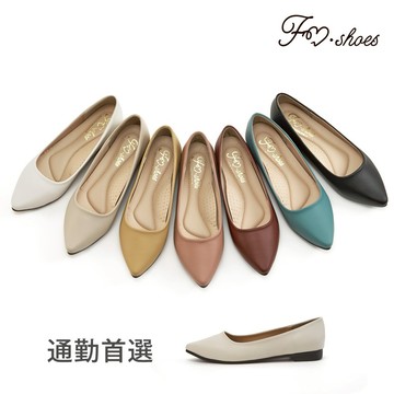 FM SHOES 素面尖頭低跟包鞋通勤鞋