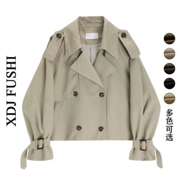 韓版chic休閑氣質短款風衣女裝2025春秋新款垂墜工裝風外套上衣