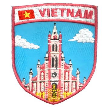 A-ONE 匯旺 越南粉紅教堂地標造型刺繡 7.5 x 6 CM 聚酯纖維  越南粉紅教堂  1個