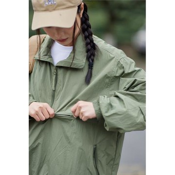 HASU春秋新品中性立領沖鋒衣女bf寬松顯瘦戶外防水運動短外套夾克