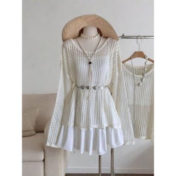 夏季沙灘波西米亞鏤空衫韓版時尚慵懶風鏤空針織衫上衣防曬罩衫