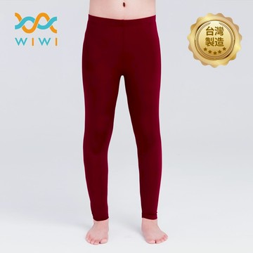 【WIWI】MIT溫灸刷毛九分發熱褲(醇酒紅 童100-150)0.82遠紅外線 迅速升溫 加倍刷毛 3效熱感 輕薄顯瘦