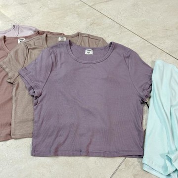 又到新顏色SunD best夏款女士少女短款露肚臍瑜伽休閑短袖T恤ZA