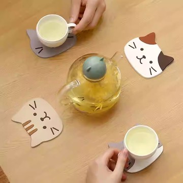 【優選產品】💌免運🔥超可愛貓咪杯墊 可愛貓咪造型 咖啡杯墊 杯墊 隔熱杯墊 飲料馬克杯墊 止滑隔熱杯墊 吸水杯墊