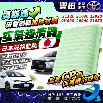 昊斯達 日本高規格 ALTIS WISH RAV4 YARIS SIENTA 高流量 空氣濾網 空氣芯 CROSS