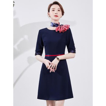 高端職業裝連衣裙套裝女夏款空姐前臺酒店美容院售樓部工裝工作服