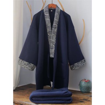 秋冬純棉漢服男睡衣大碼家居服中國風復古長褲套裝寬松古風拼色