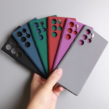 S25Edge適用三星Galaxy S22 Ultra手機殼奶奶灰磨砂防滑S21+全包軟硅膠套S23防指紋S23FE簡約純色S24+圓弧邊