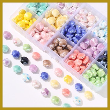 （10顆/包）13mm新款陶瓷貝殻彩色暈染散珠 DIY手工飾品串珠 手鏈項鏈耳環材料配件 串珠材料 串珠材料包 珠珠材料
