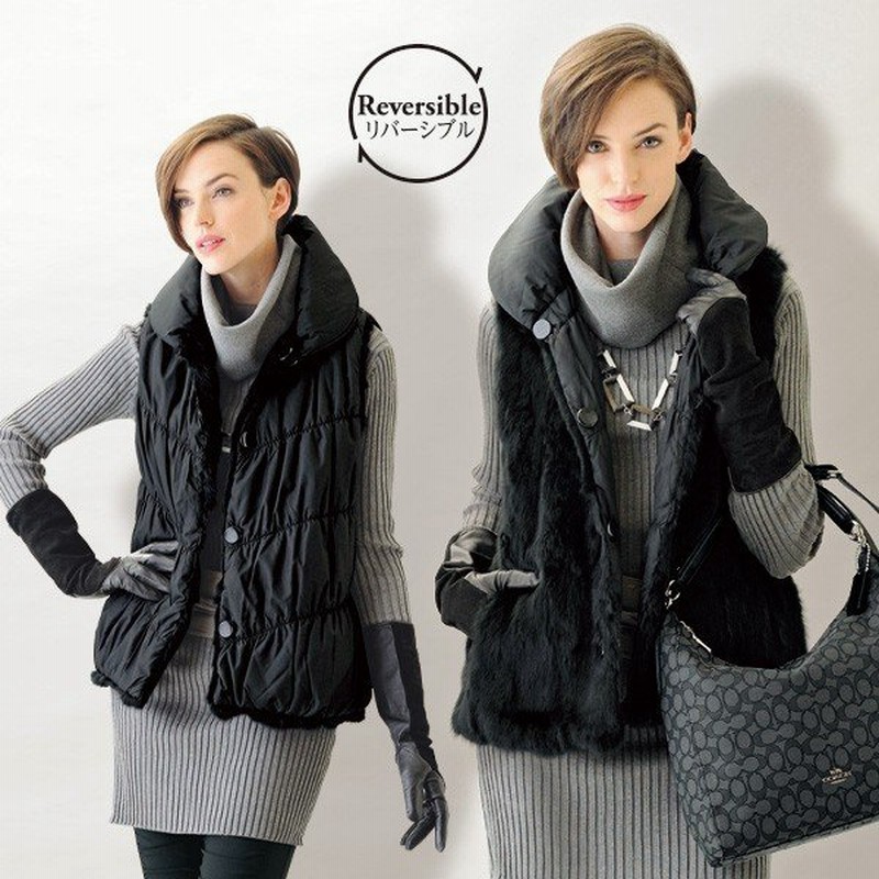 ベスト リアルファー レディース 秋 冬 ラビットファーリバーシブルベスト 40代 50代 60代 70代 ミセスファッション シニアファッション 服 通販 Lineポイント最大0 5 Get Lineショッピング
