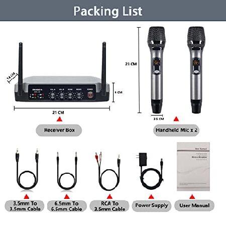 KOMISON UHF Handheld Wireless Microphone System Cordless Metal Dual Mic with Bluetooth Receiver Box   Volume Control Echo for Karaoke Singing Speech M