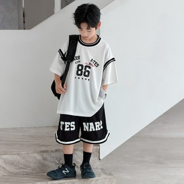 【中大男童】清爽簡約寬鬆透氣速乾籃球服套裝
