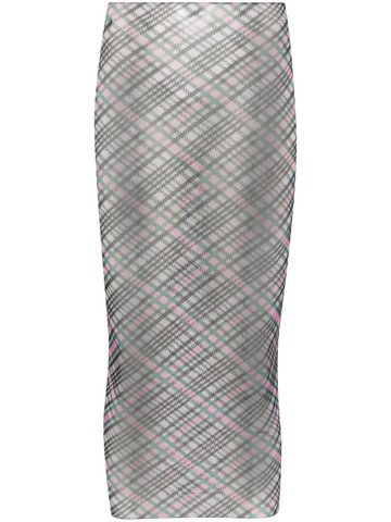 Philosophy Di Lorenzo Serafini - plaid mesh midi skirt - women - Elastane/Polyester - 42 - Pink