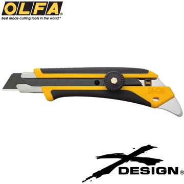 日本製造OLFA X系列舒適握把多功能大型美工刀開箱刀L-5(防滑橡膠/18mm刀片/附掛洞)切割刀工作刀工具刀
