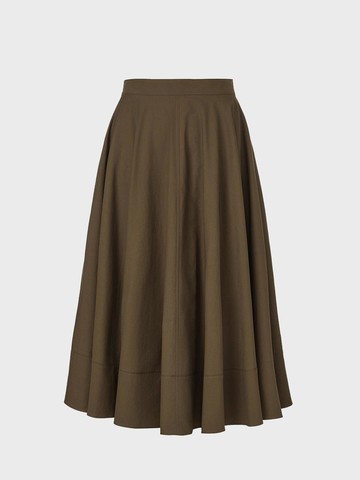 Hidden tucking banding full skirt - khaki brown