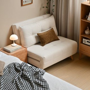 源氏木語現代簡約三檔可調單人沙發床S0415梨白-(H014406565)