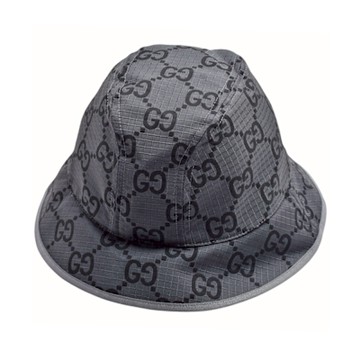 GUCCI 經典GG LOGO帆布漁夫帽(灰色/黑)