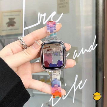 Apple Watch 9 8 7 6 5 4 SE 45mm 41mm 錶帶 亞克力透明炫彩錶帶 透明腕帶 新款質感