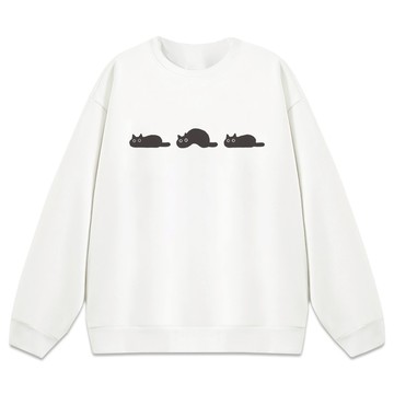 JZ TEE 黑貓-毛毛蟲 重磅刷毛大學T