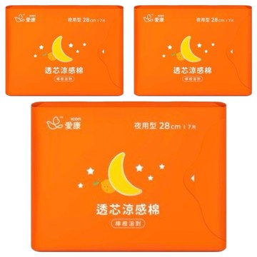 icon 愛康 涼感衛生棉 日本進口柔棉 極輕棉表層 植物精油 涼爽芯片 快速吸收 乾爽不回滲  3包  7片