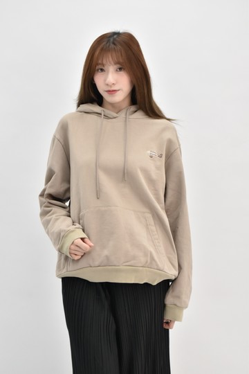 (F) e xianuxin g質感印花連帽寬鬆棕色長袖上衣