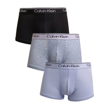 【Calvin Klein】CK超細纖維涼感速乾低腰短版男四角內褲組(黑x水藍x花紋)