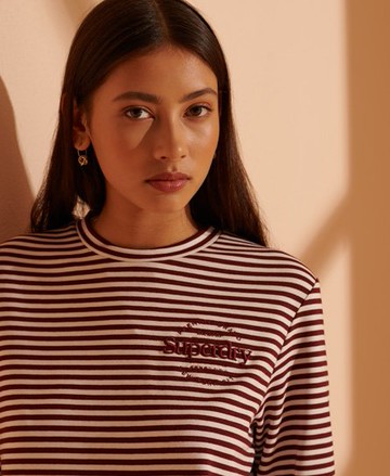 Superdry Women's Women's Stripe Graphic Nyc Top Red / Deep Port Stripe - Size: 6 Size: 2