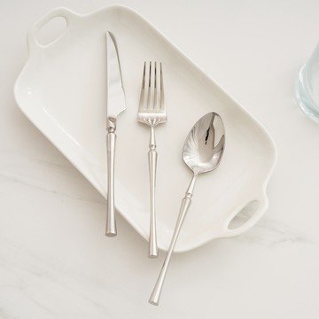 奧斯陸生活月神餐具三件組 (亮面銀色 含餐匙+餐叉+餐刀)  1組  亮面銀色  餐匙、餐叉、餐刀