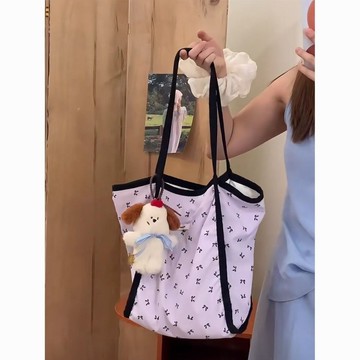 Bag House👜 2024新款託特波點甜美可愛手提大容量通懃卡通學生印花單肩