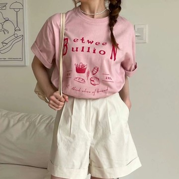 韓國連線 大版型麵包字母印花親膚棉T 韓國 東大門