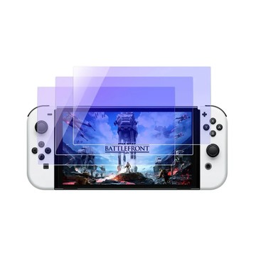 【lotus】Switch OLED 螢幕鋼化玻璃保護貼，抗藍光護眼，高清防刮，自動吸附  1入  透明