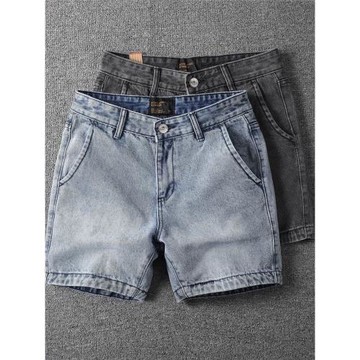 美式復古水洗做舊牛仔短褲男夏季薄款三分褲潮牌水洗修身棉短褲男