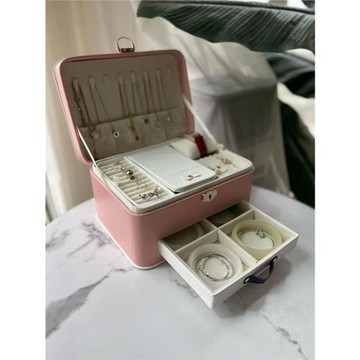 卡通公主粉色可愛首飾盒小女孩少女飾品盒手鐲發飾首飾收納盒子