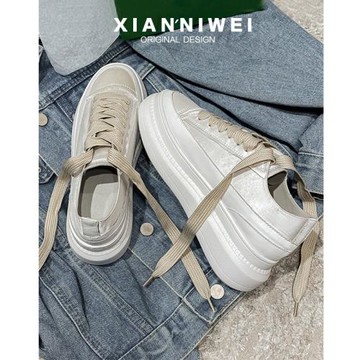 2025年春季厚底小白鞋綢緞西班牙小眾鞋帆布鞋女鞋單鞋運動休閑鞋