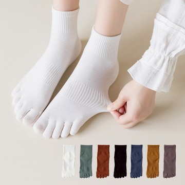 NicoFun 愛定做 純色短筒五趾襪 五指襪 分趾襪 腳趾襪 棉襪 運動襪(女襪22.5~25cm)