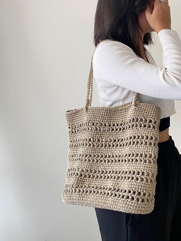 手工製作棉編織兩用托特包 大容量肩背包 手提包 bahnhof手作