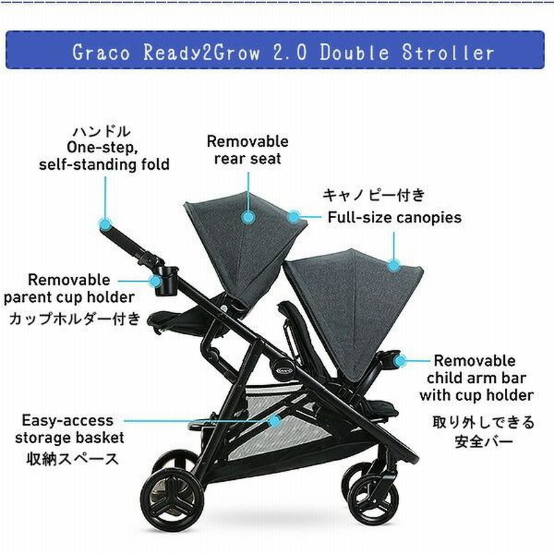 グレコ Ready2Grow 2.0 ダブル ストローラー 2人乗り ベビーカー