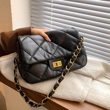 高級感質感包包女2026爆款秋冬新款菱格鏈條單肩斜挎包復古通勤包